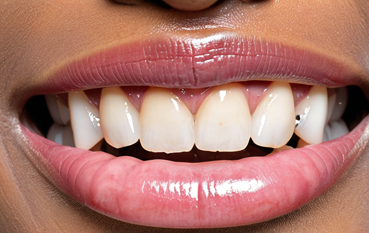 **

Healthy pink gums contrasted with dark, discolored gums. Close-up shot, focusing on the gum line and teeth. Illustrates the effects of smoking, melanin, and poor oral hygiene on gum color. Include a toothbrush in the scene for context. Japanese text overlay: "歯茎の色の変化、原因と対策" (Gum Color Changes: Causes and Solutions). Style: Clean, clinical, informative.

**