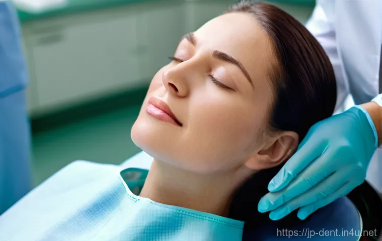 치과용 마취와 통증 완화 방법 - Advanced Anesthesia for a Relaxed Patient Experience**

Prompt: "A close-up, softly lit shot of a se...