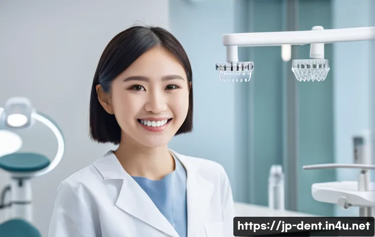 치아 사이 틈 치료 방법과 비용 - A modern dental clinic interior with a young Japanese woman in her twenties smiling confidently, sho...